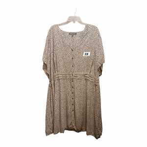 Capsule Women’s Tan Black Print Dress 3X Short Sleeve JC648